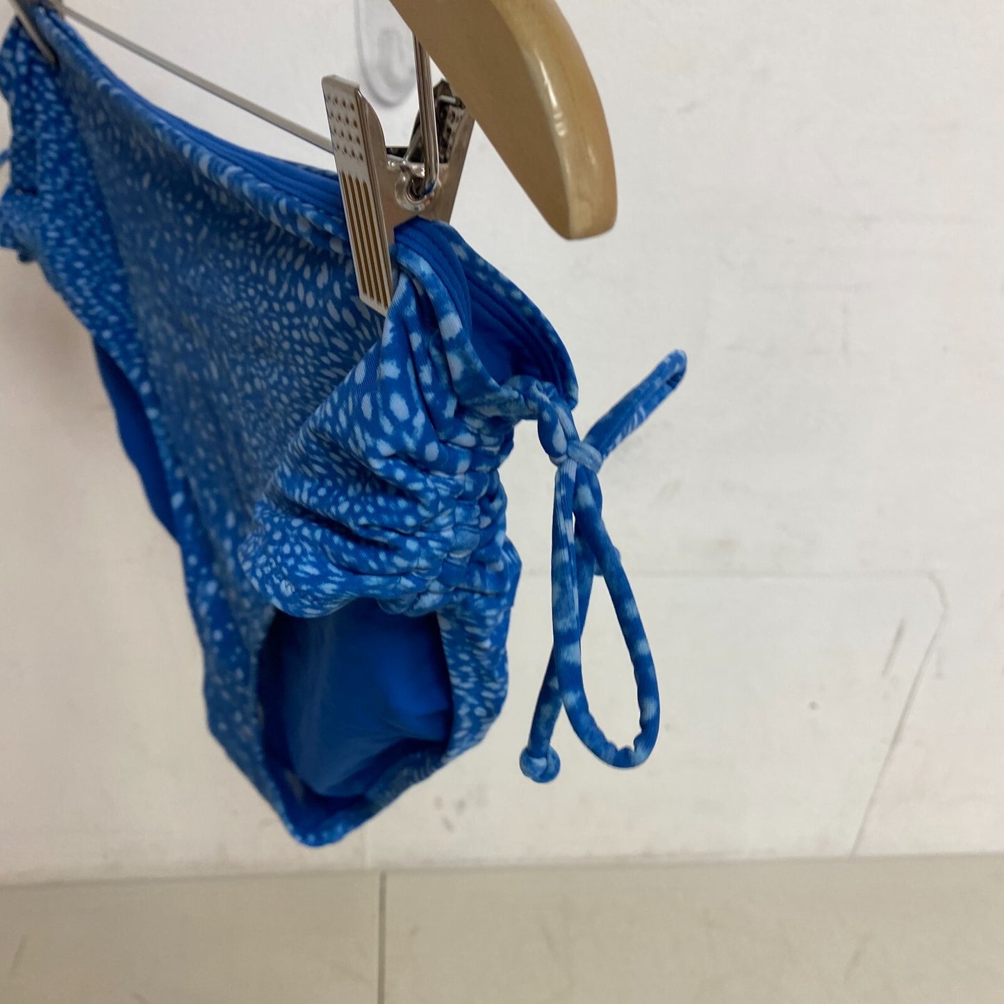 CALIA Women's Mid Rise Ruched Side Swim Bottom DEEP SEA DOTS ROYAL WSA23402PRT