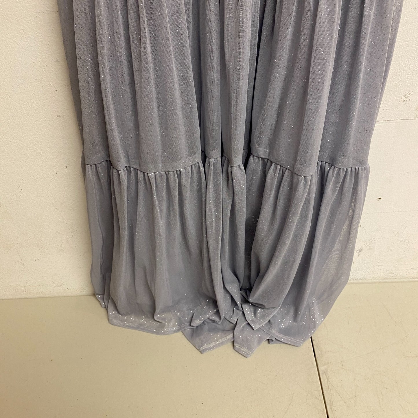 Danny & Nicole Women Short Sleeve Fit+Flare Tiered Maxi Dress Sz 14 Color Silver