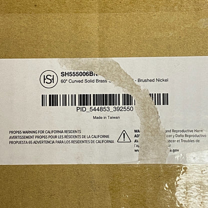 Signature Hardware 60" Curved Solid Brass Shower Rod - Brushed Nickel