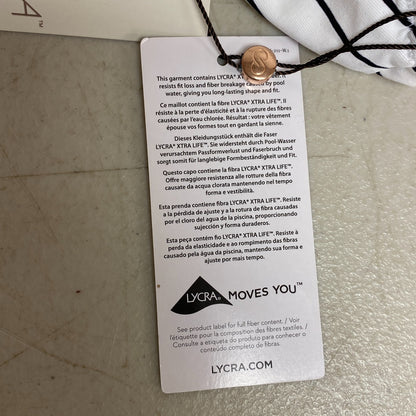 Calia Women's Swim Mid Rise Wide Band Bottom Stripe White WSA20406PRTX