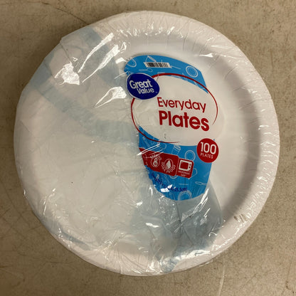 Great Value Plain White Everyday Plates 100 count Brand New!