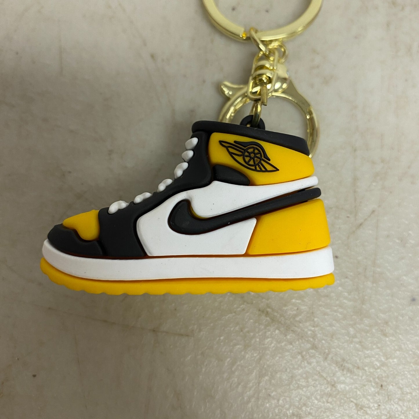 Assorted Silicone Air Jordan Sneaker Shoe 1 High Yellow and Black Keychain