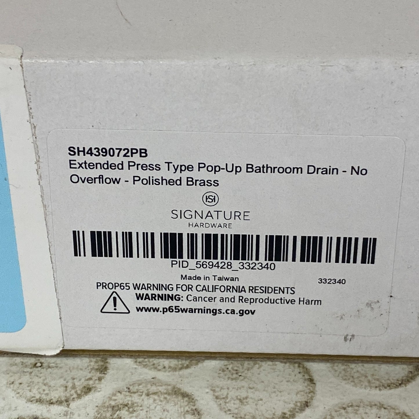 Extended Press Pop-Up Bathroom Sink Drain No Overflow Polished Brass SH439072PB