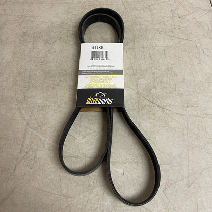 Driveworks Poly-Rib Serpentine Belt 64.5 Inch 6-Rib EPDM Model 645K6