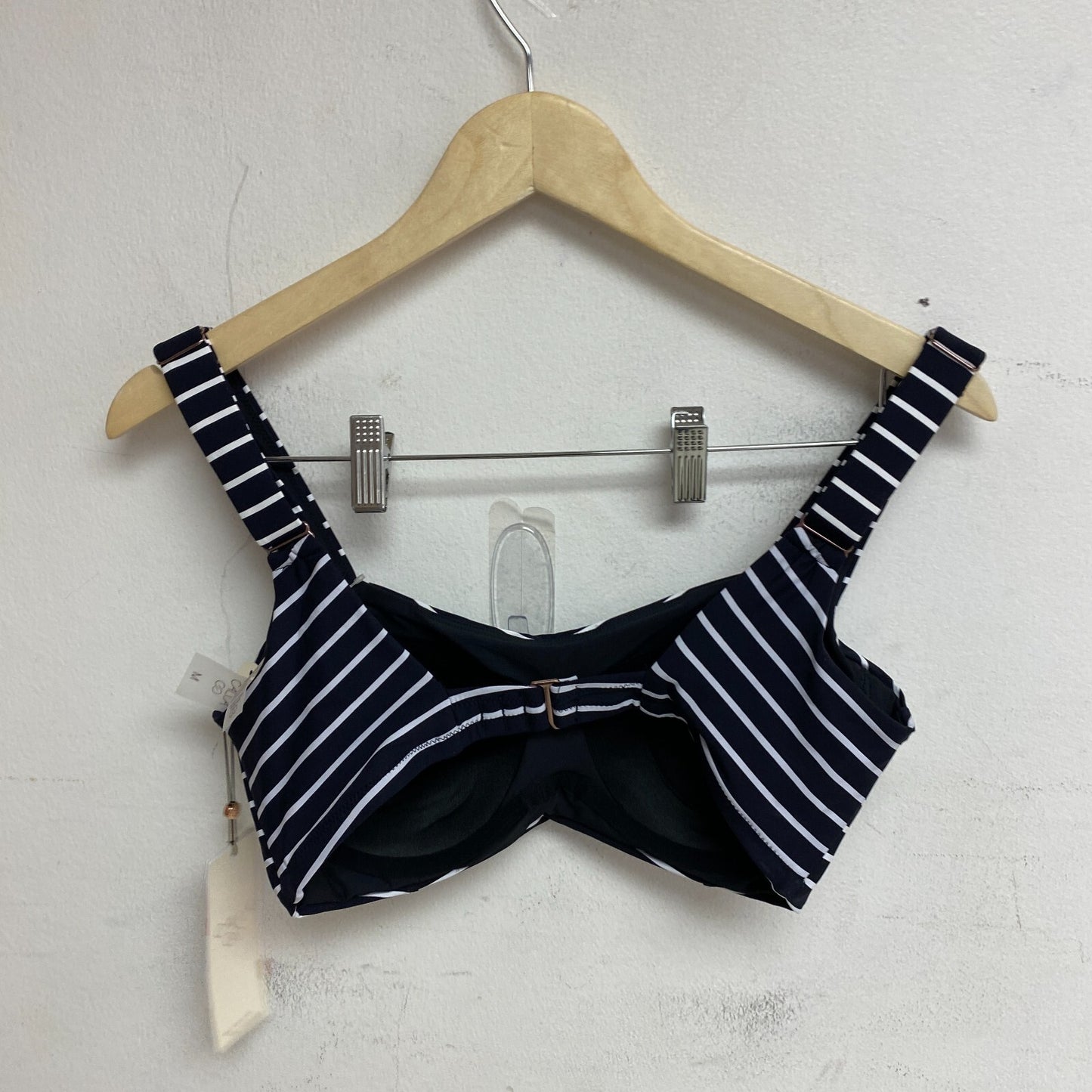 Calia Women's Power Sculpt High Support Racerback Swim Bikini Top Stripe Black