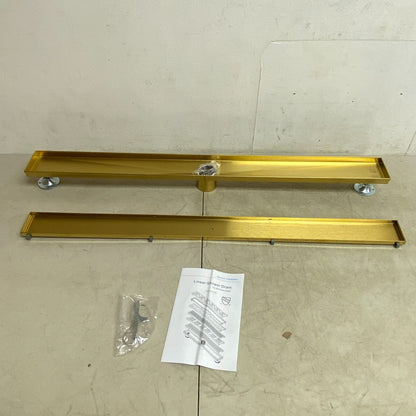 SIGNATURE HARDWARE 36" COHEN LINEAR TILE IN SOWER DRAIN-POLISHED BRASS
