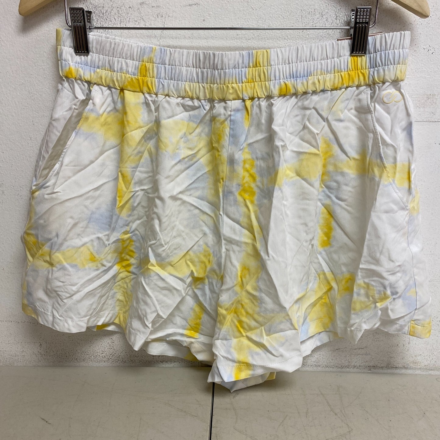 Calia Women's Swim High Rise Cover Up Short Watercolor Plaid Yellow WSA22902PRT