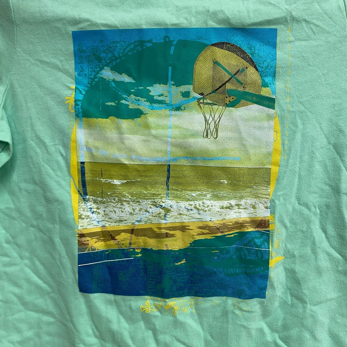 DSG Boys' Solid Cotton Graphic Tee Shirt Cool Mint Beachside Court DAB21108