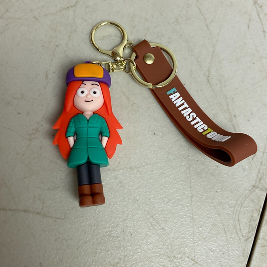 New Assorted Silicone 3D Gravity Falls Character Keychain with Wendy Accessory