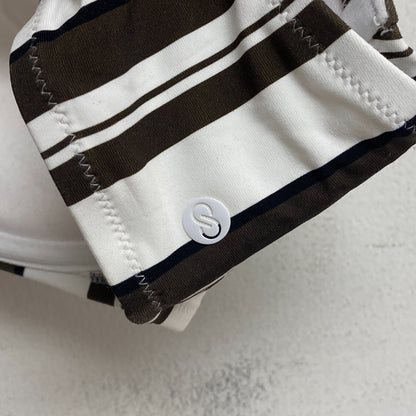 Calia Women's Tie Back Bikini Top Variegated Stripe White/Brown WSA23200PRT