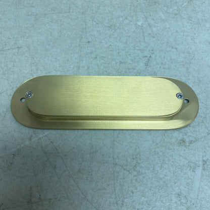 Signature Hardware 6''Elongated Oval Recessed Brass Pocket Door Pull-Satin Brass