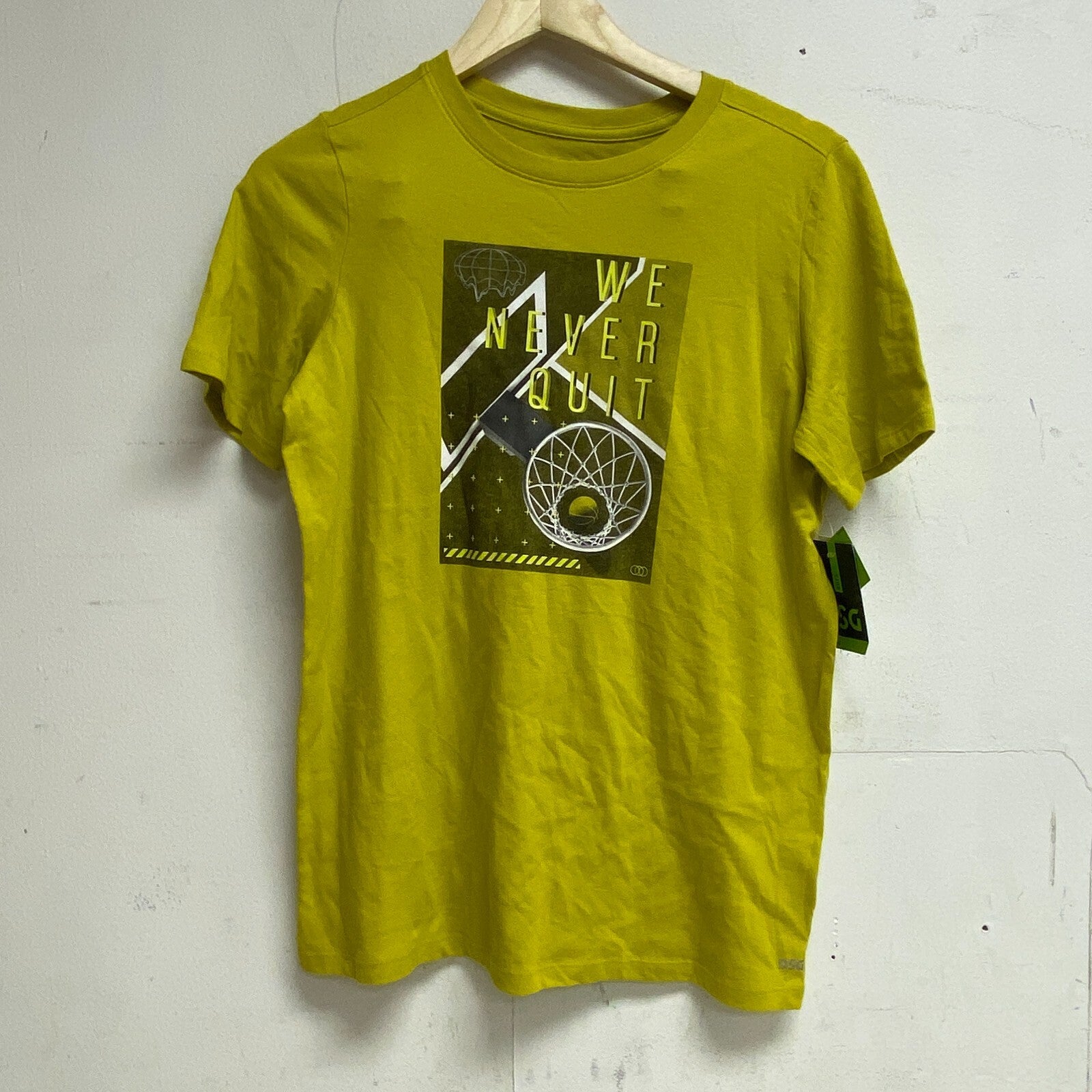 DSG Boys Solid Cotton Graphic Tee Warm Olive Never Quit DAB21108 BRAND NEW