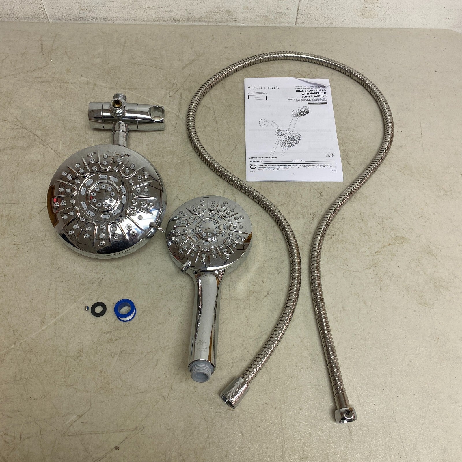 allen + roth Nevis 6-Settings Chrome 5-in Round Dual/Combo Shower Head 1.8 GPM