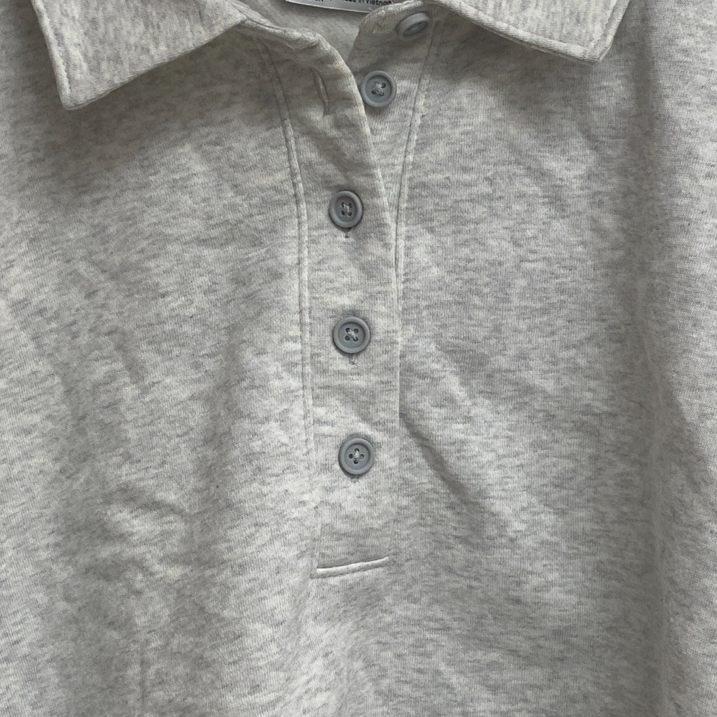 DSG Womenâs Favorite Fleece Henley Sweater Light Heather Grey BOSSW13400H