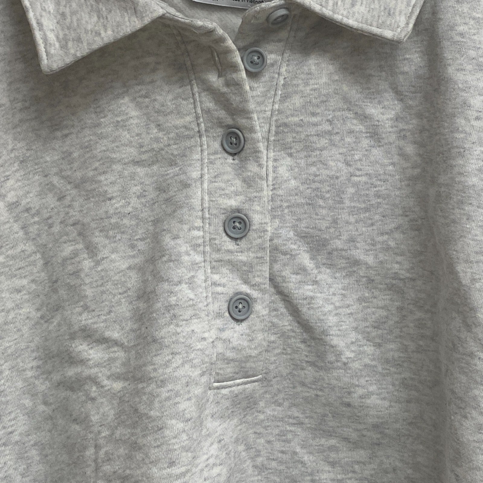 DSG Womenâs Favorite Fleece Henley Sweater Light Heather Grey BOSSW13400H