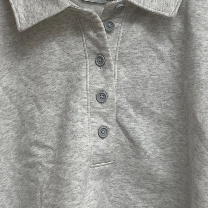 DSG Womenâs Favorite Fleece Henley Sweater Light Heather Grey BOSSW13400H