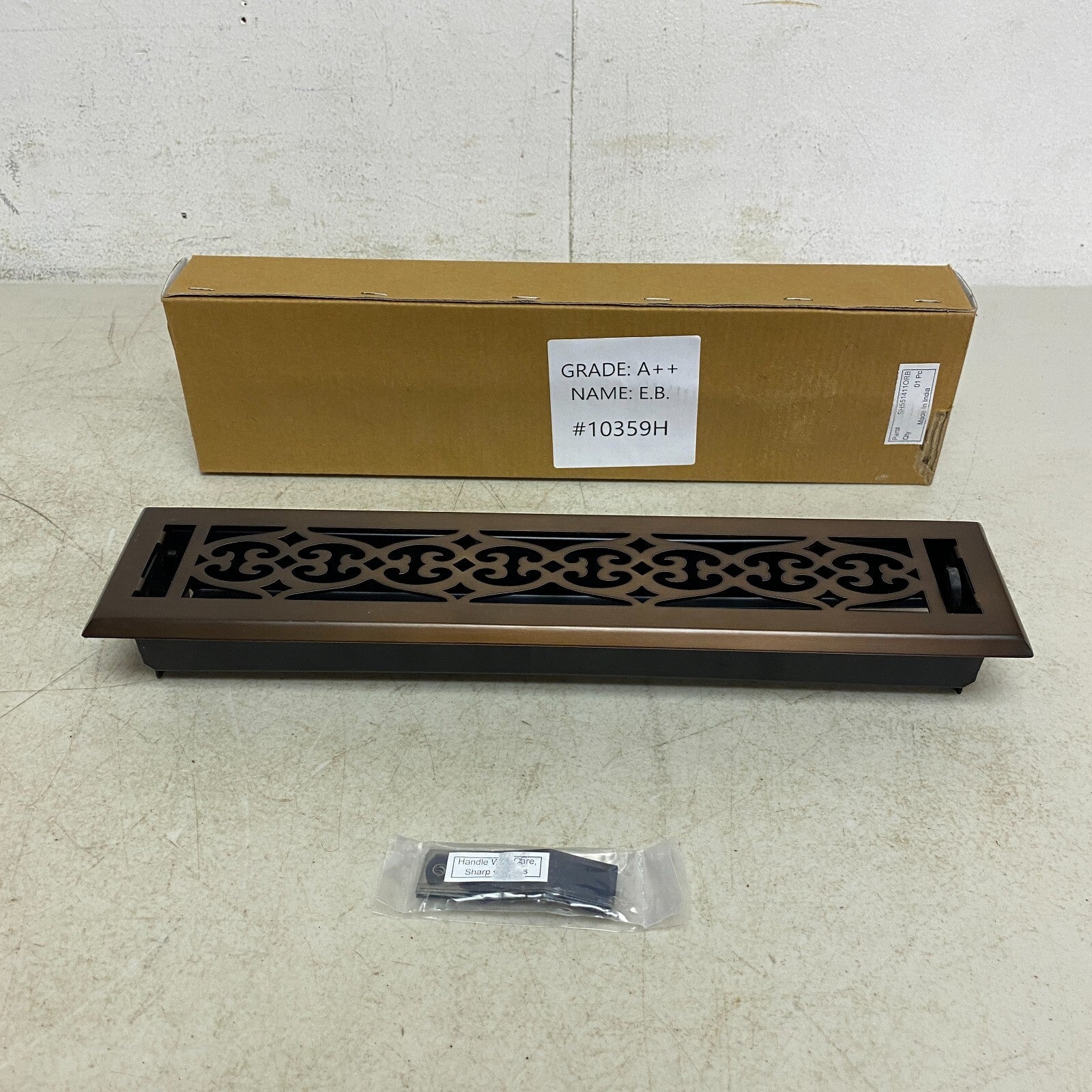 SIGNATURE HARDWARE OLD VICTORIAN STEEL FLOOR REGISTER WITH WALL CLIPS 2-1/4"....