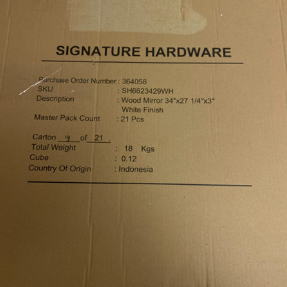 Signature Hardware 34" Claudia SH6623429WH Vanity Mirror - White