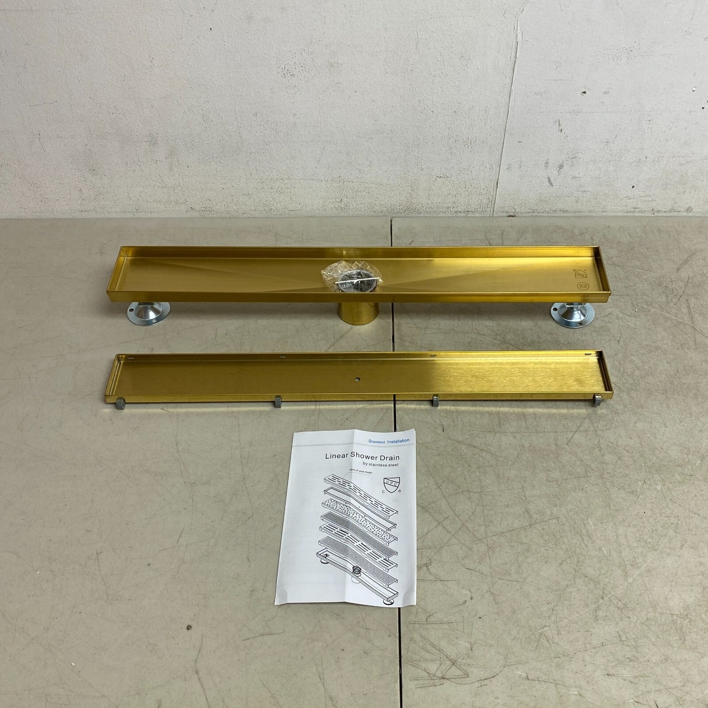 Signature Hardware 24" Cohen Linear Tile-In Shower Drain - Polished Brass