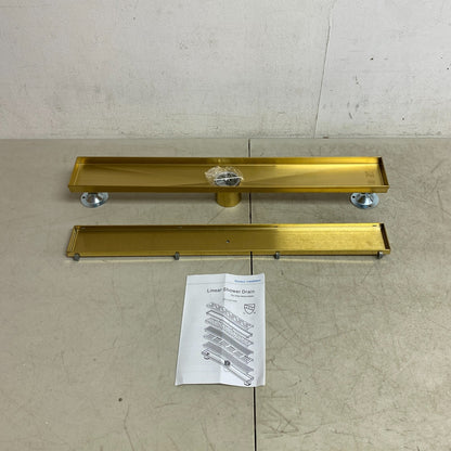 Signature Hardware 24" Cohen Linear Tile-In Shower Drain - Polished Brass