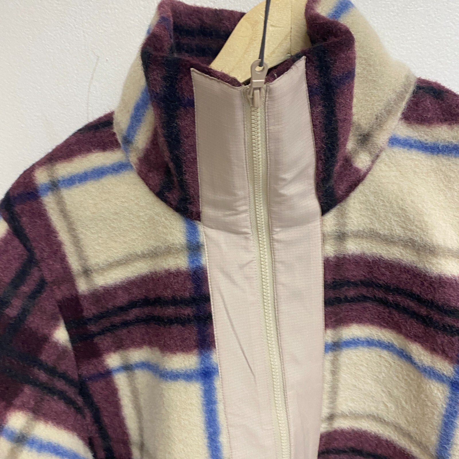 Alpine Design Women's W AD Wayfarer Fleece 1/4 Zip Iowa Plaid DK Burgundy New!