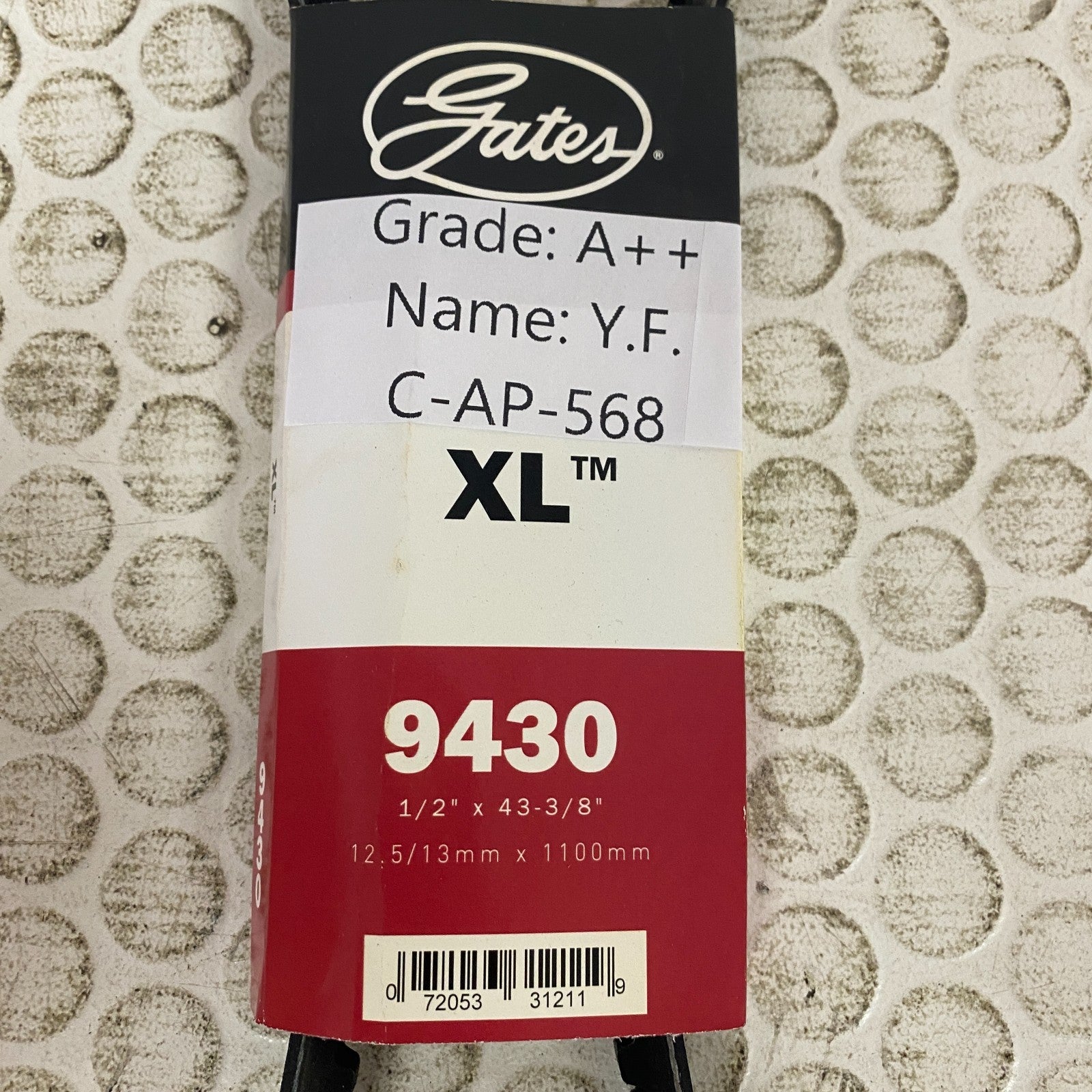 Gates High Capacity XL V-Belt 1/2" x 43-3/8" Automotive Drive Belt 9430