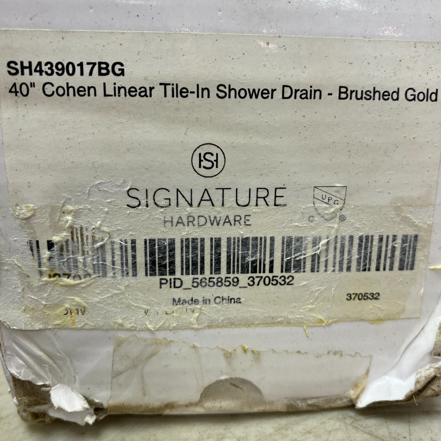 Signature Hardware 40" Cohen Linear Tile-in Shower Drain with Drain Flange - BG