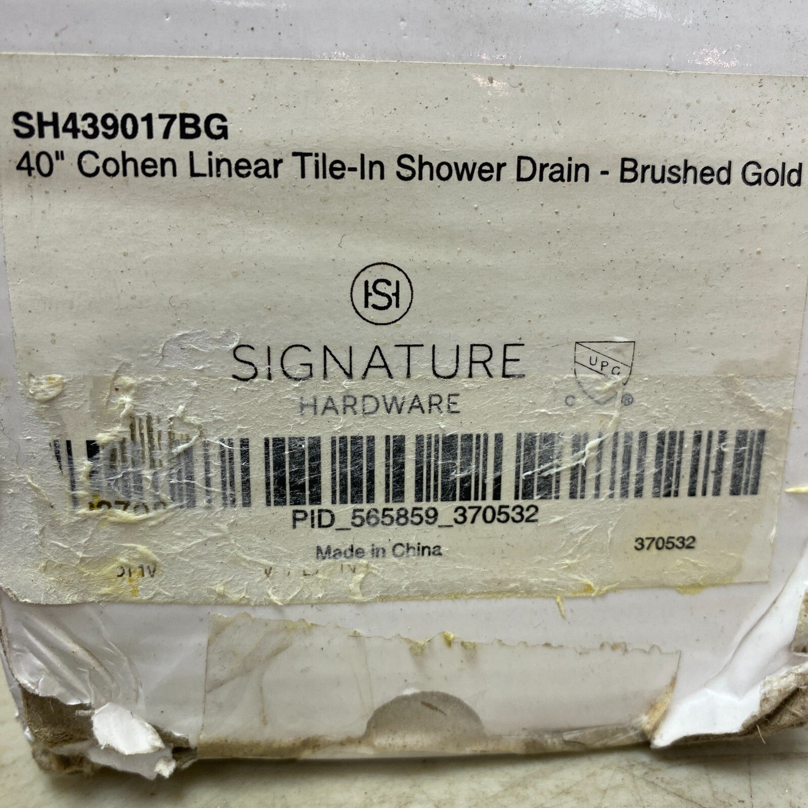 Signature Hardware 40" Cohen Linear Tile-in Shower Drain with Drain Flange - BG