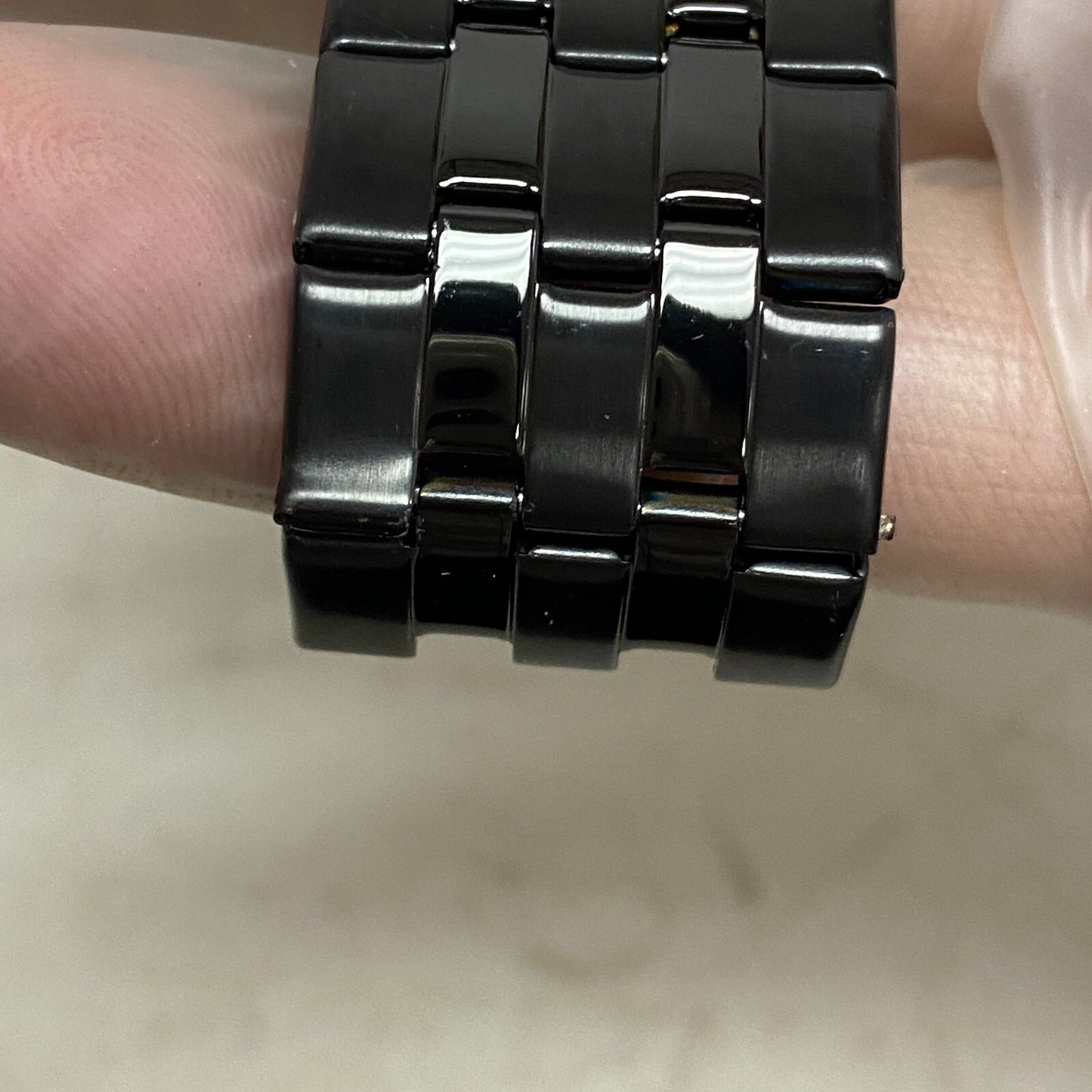 Armitron Steel Watch Men 42mm Black Round Dial 50M Stainless 6.5" 20/4962TI