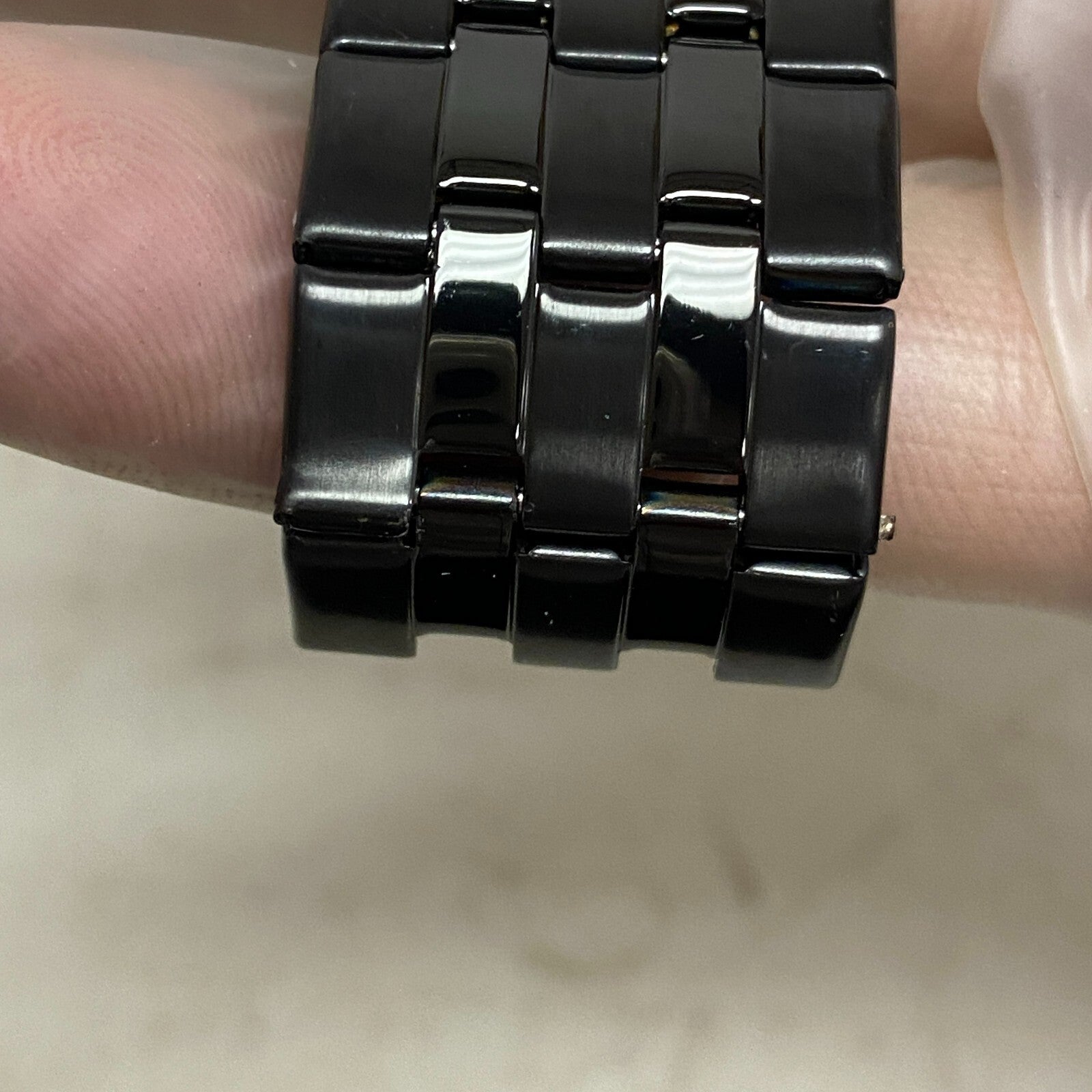 Armitron Steel Watch Men 42mm Black Round Dial 50M Stainless 6.5" 20/4962TI