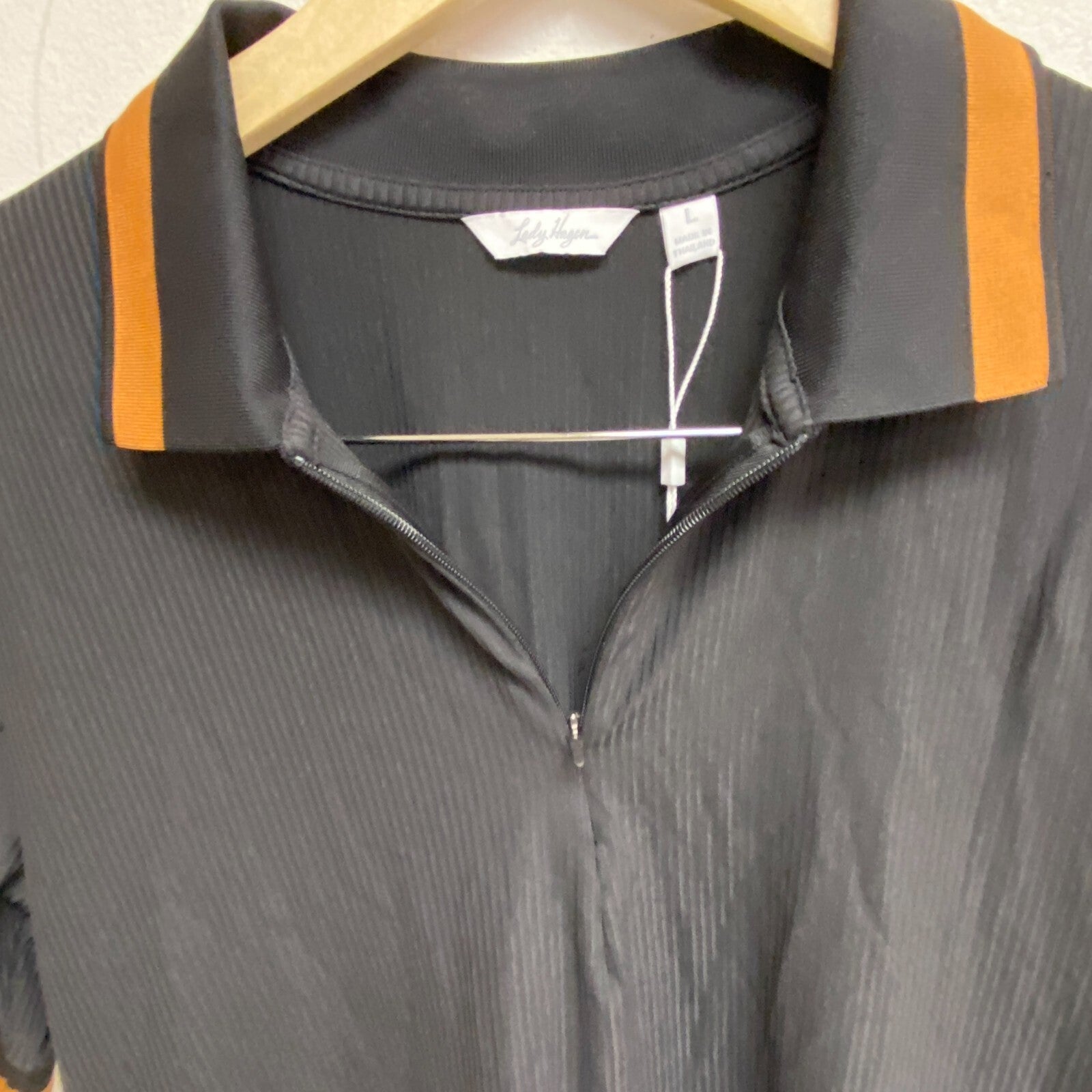 Lady Hagen Women's Golf Rib Half Sleeve Polo Black/ Orange WGH31009 New