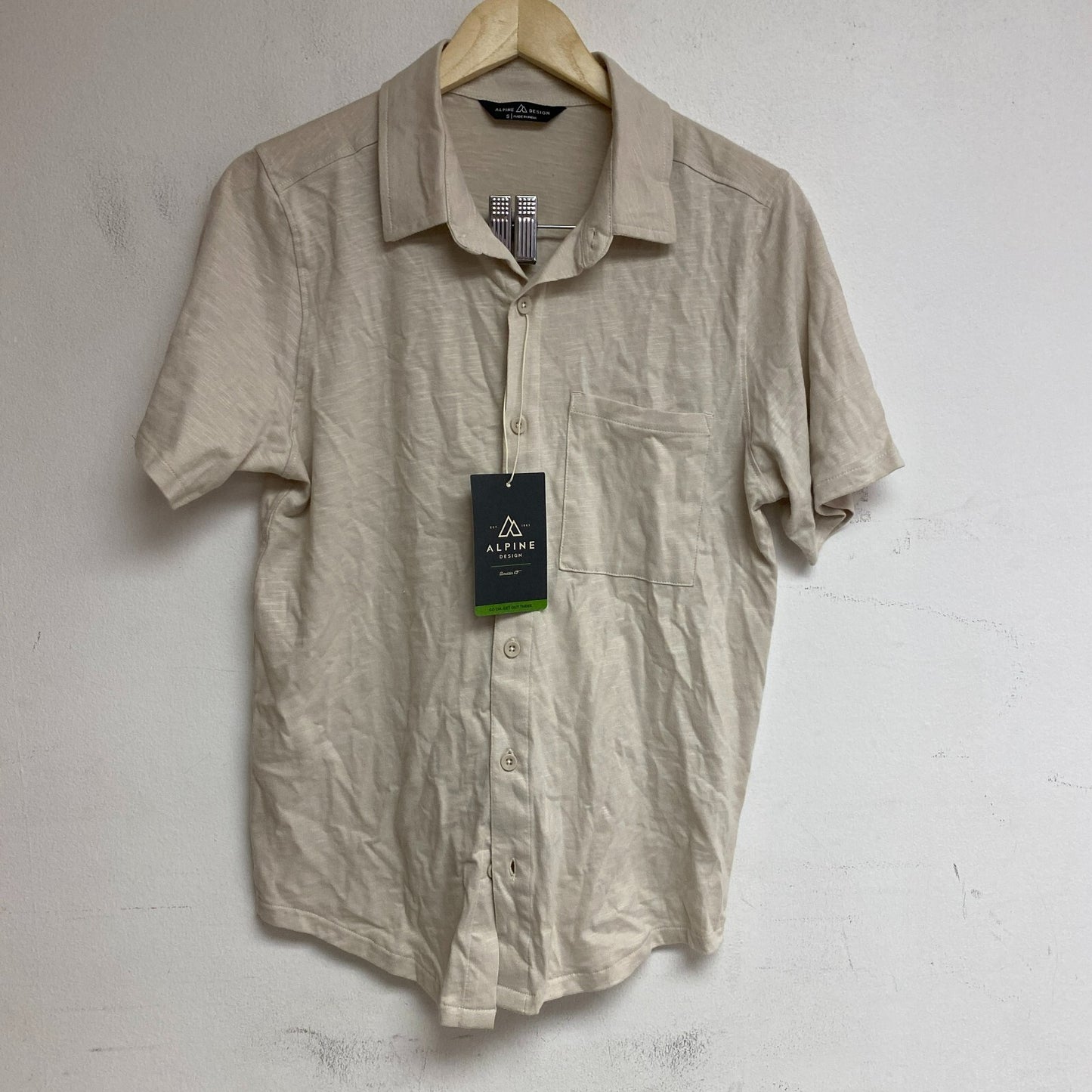 Alpine DesignâMen's  Rooted Knit Button Front Shirt  Light Khaki Solid ADM1310