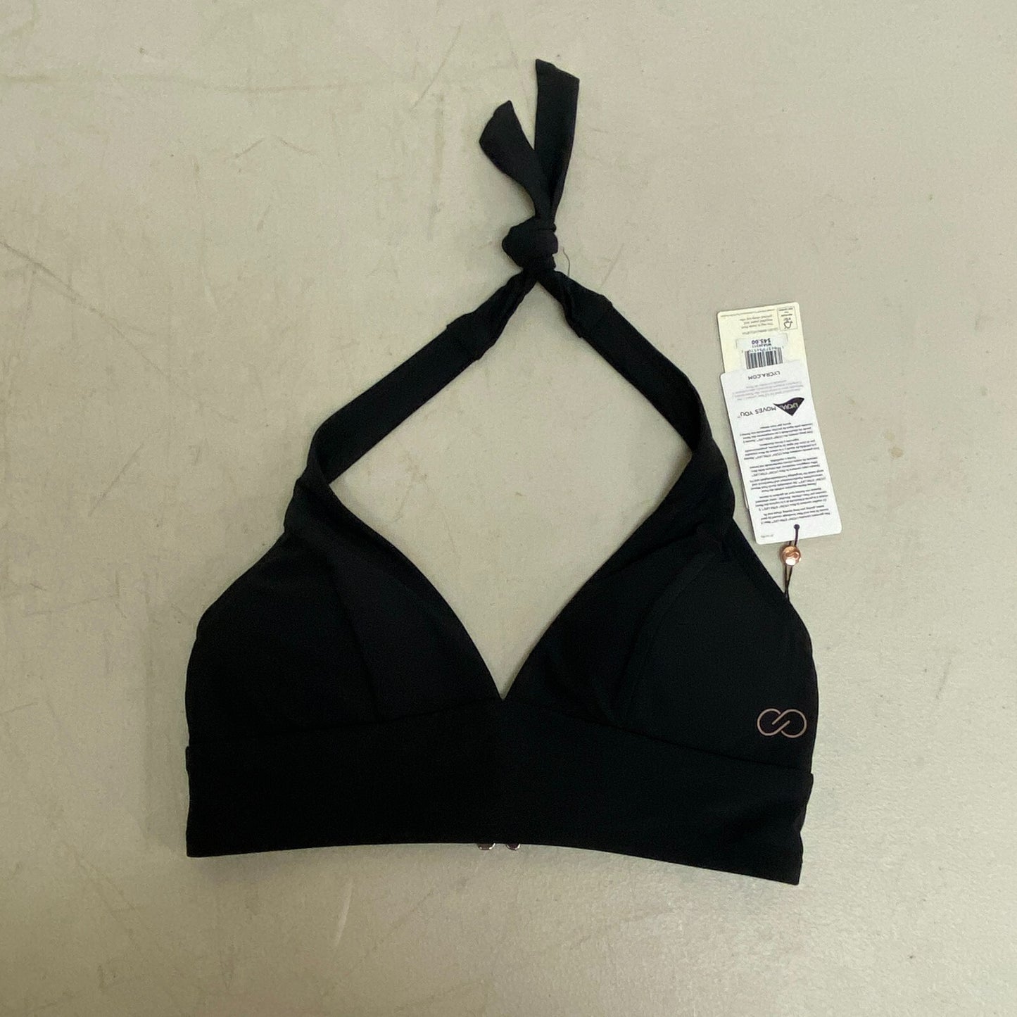 Calia Halter Bikini Top Pure Black Solid Trendy Stylish Swim WSA20211WP