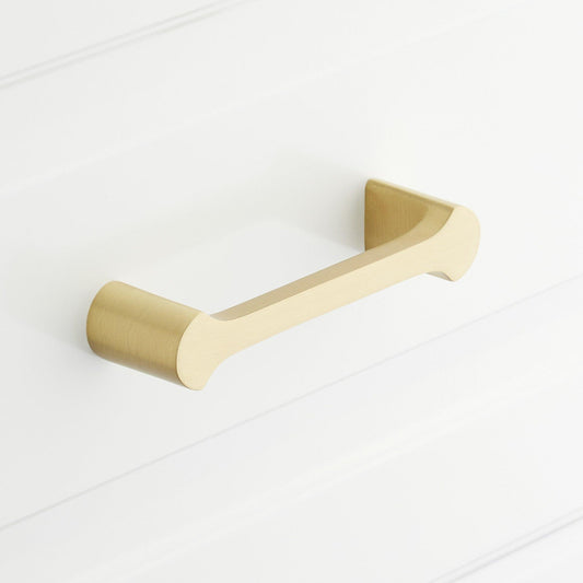 Signature Hardware Stacia 4-7/8" Solid Brass Drawer Pull Satin Brass Finish