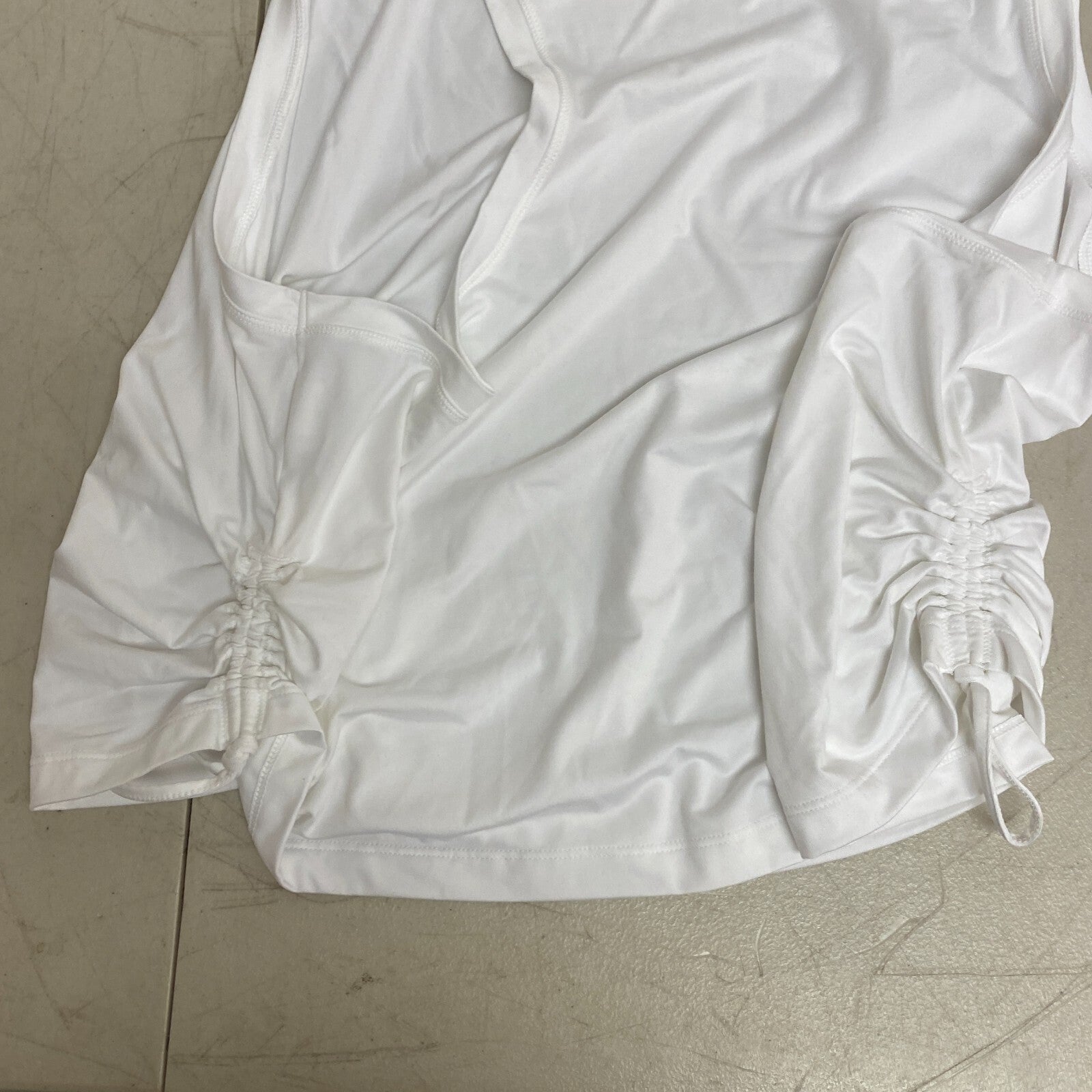 DSG Women's Side Rouched Tank Top Pure White DAW22309WP BRAND NEW