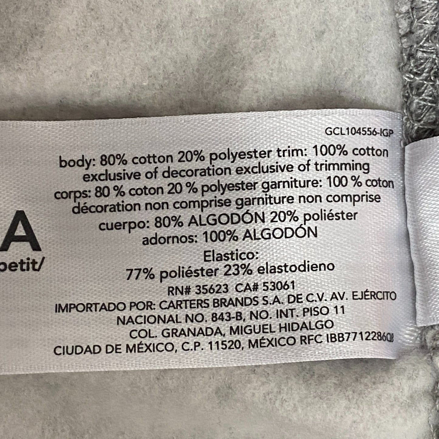 Carter's Light Gray cotton polyester Jogging Pants size 5t/5A toddler