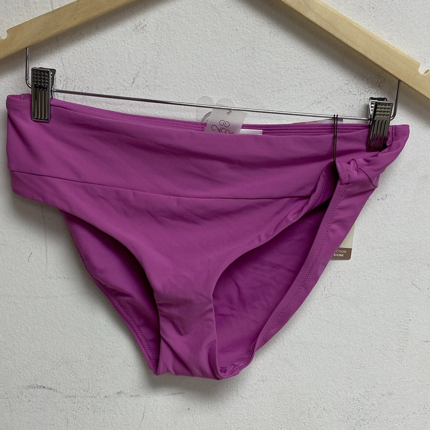 Calia Mid Rise Wide Band Swim Bottoms Geranium Purple WSA20406 Summer Solid