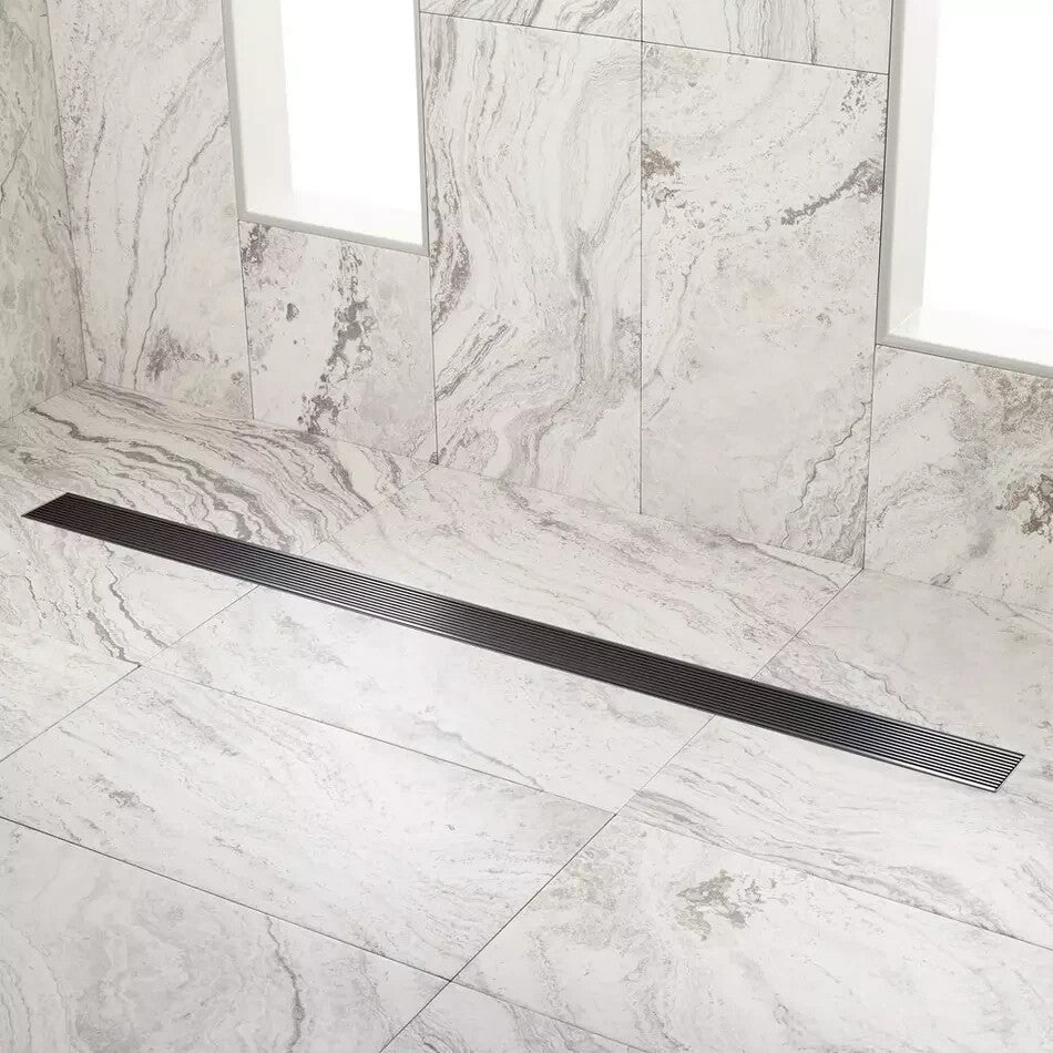 Signature Hardware 48" Carmen Linear Shower Drain - Matte Black SH439026MB