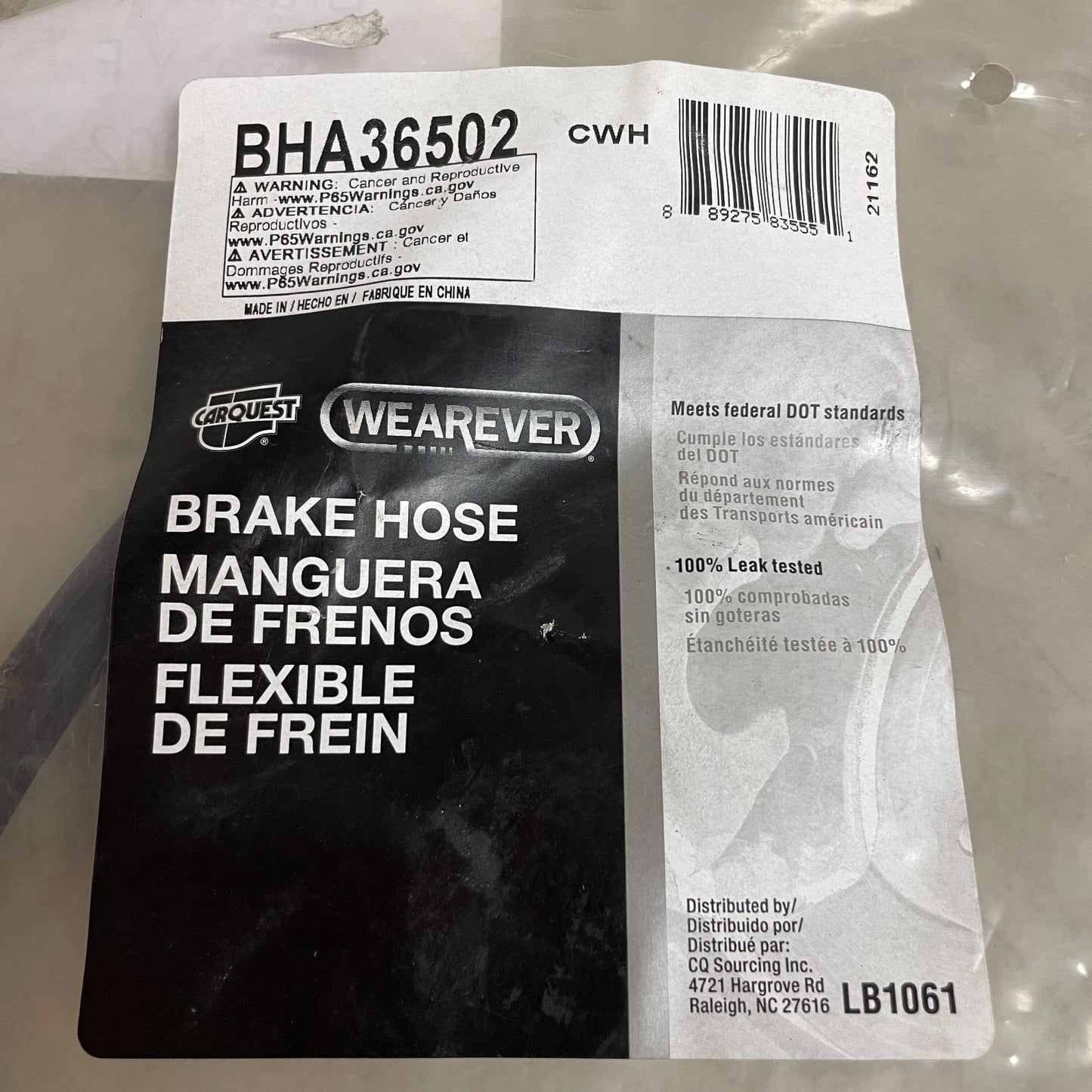 Carquest Wearever BHA36502 Brake Hydraulic Hose Assembly Female-Male Ends