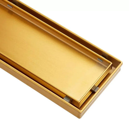 SIGNATURE HARDWARE 36" COHEN LINEAR TILE IN SOWER DRAIN-POLISHED BRASS