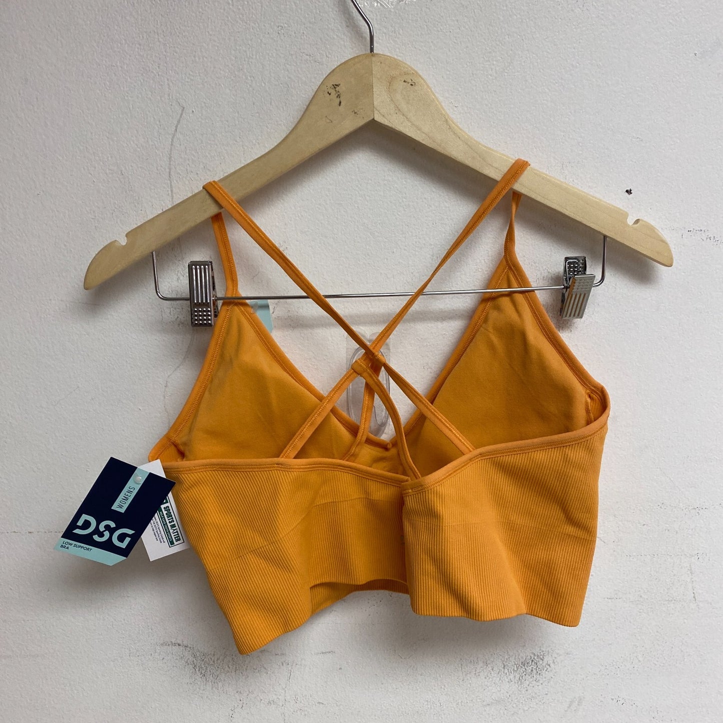 DSG Women's Low Support Seamless Ribbed Halter Strappy Bra Light Orange DAW11710