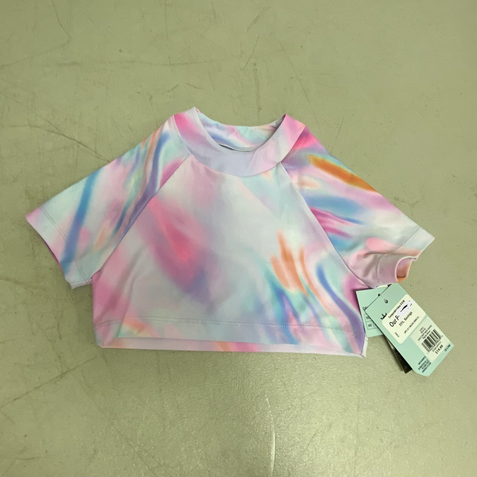 DSG Girls Crop Short Sleeve Swim Top Rash Guard Digital Gamer DSG8100PRTZ New