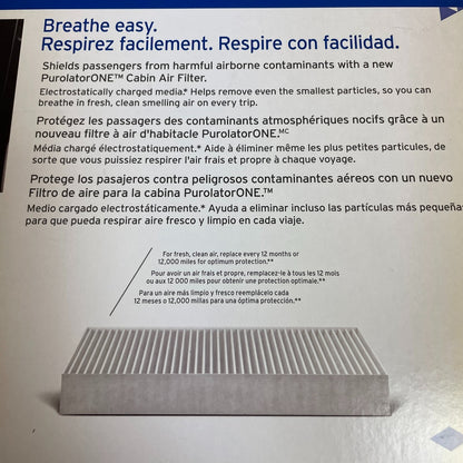 Purolator ONE Cabin Air Filter Activated Carbon 13.1x7.5x1.9 C25685