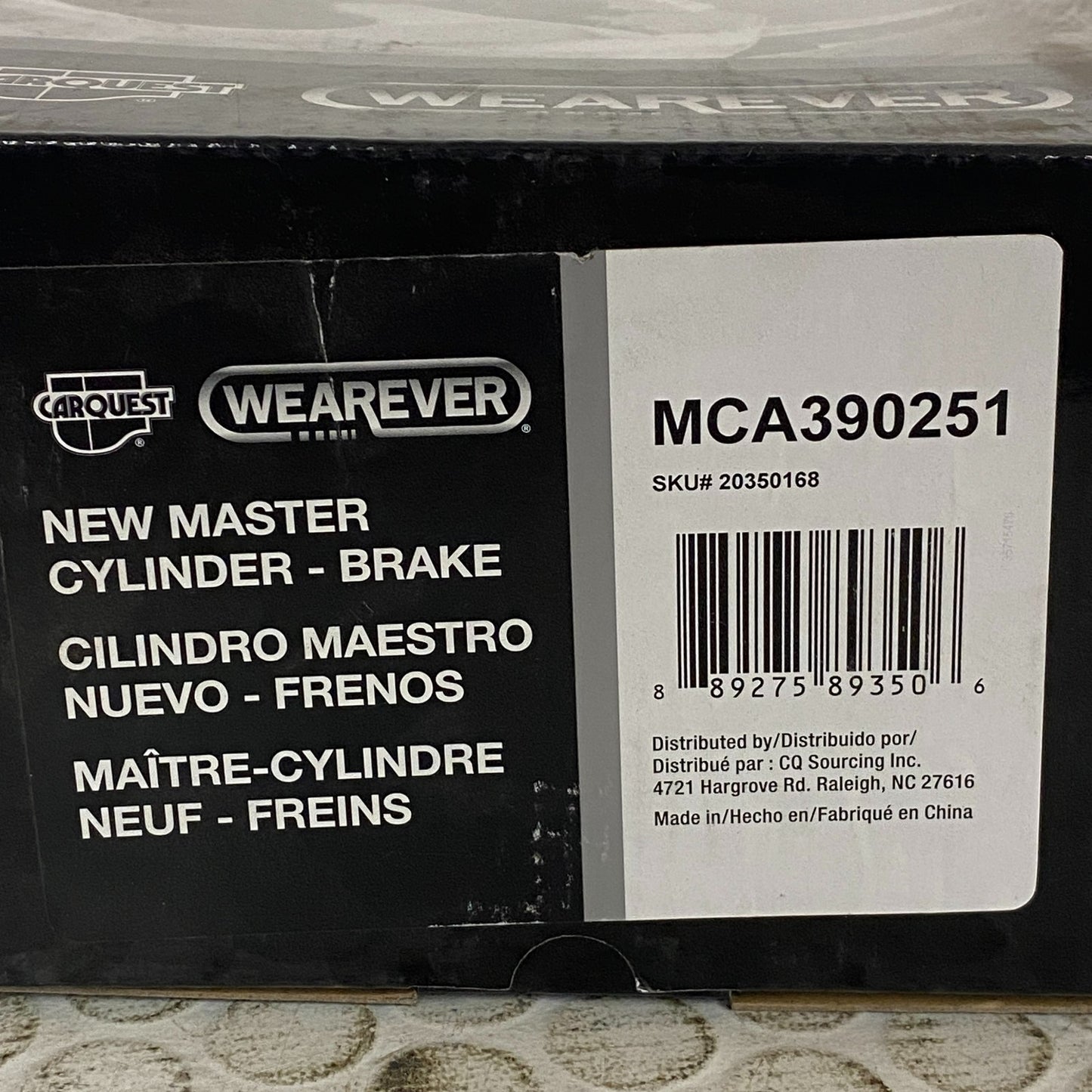 Carquest Wearever Brake Master Cylinder 7/8″ Bore Aluminum Model MCA390251