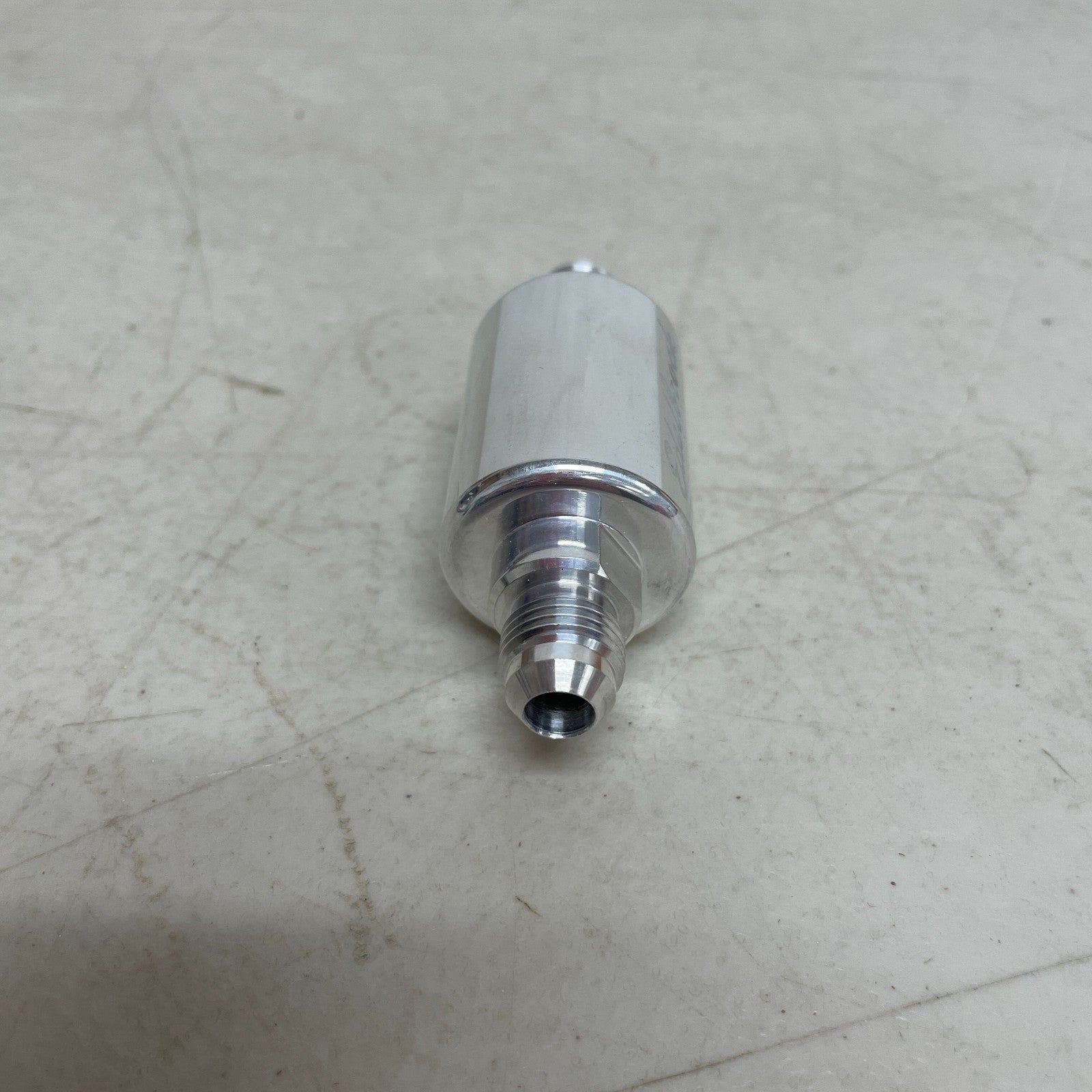 Edelbrock 8129 Polished Aluminum Inline Fuel Filter 3/8" Barb 40 Micron Element