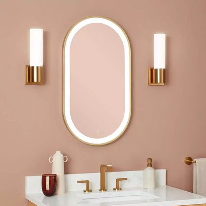 Signature Hardware 18" SH66218040SG  Faysel Oval Lighted Mirror - Satin Gold