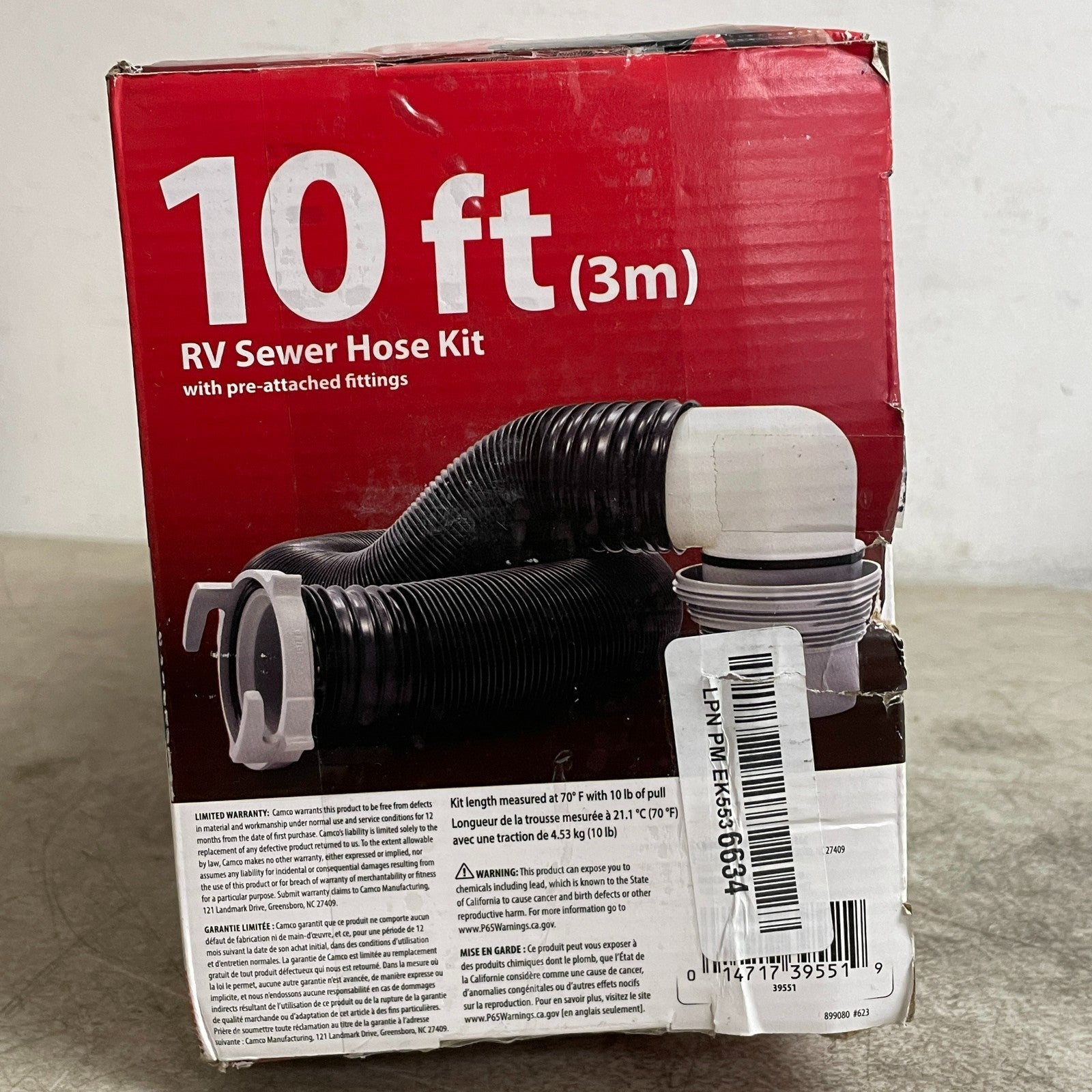 Camco 39551 Easy Slip Sewer Hose Kit 10ft 4-in-1 Adapter Universal RV Camper