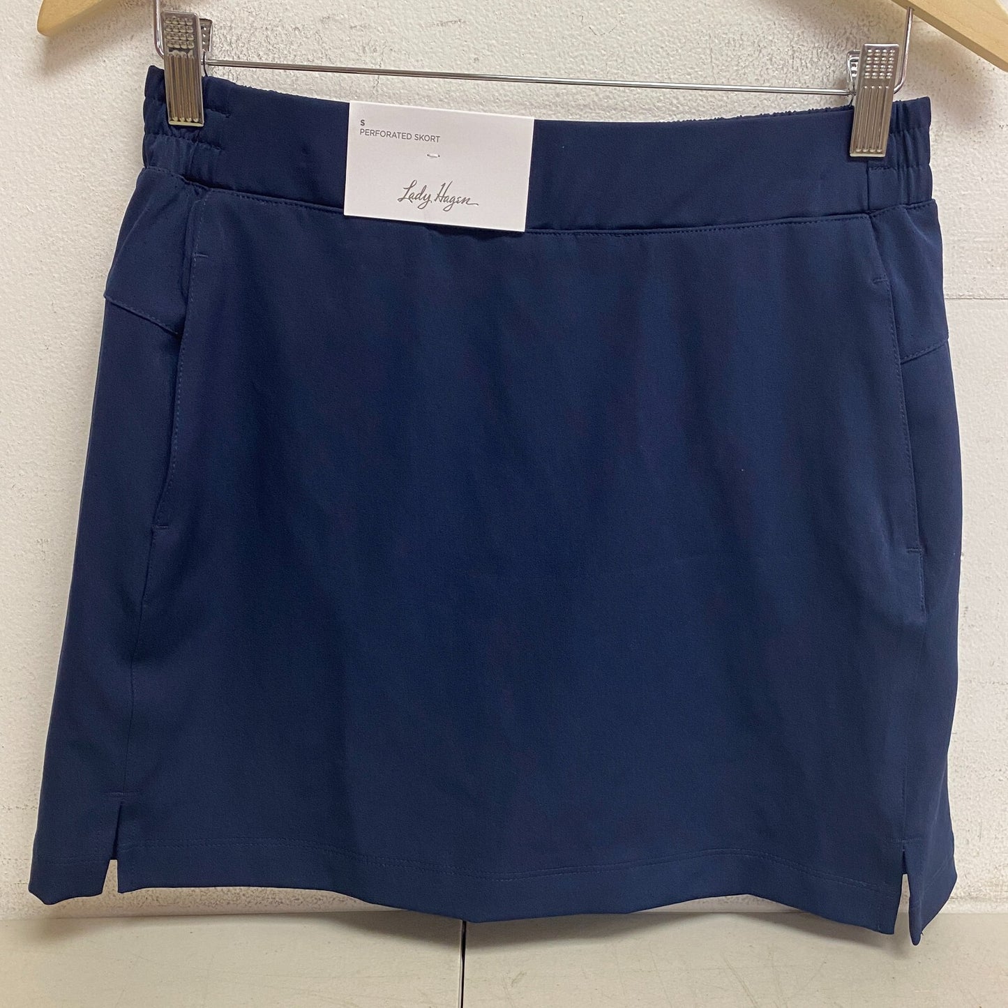 Lady Hagen Women's 17" Perforated Mid Rise Relaxed Skort Dark Navy WGH17432 New