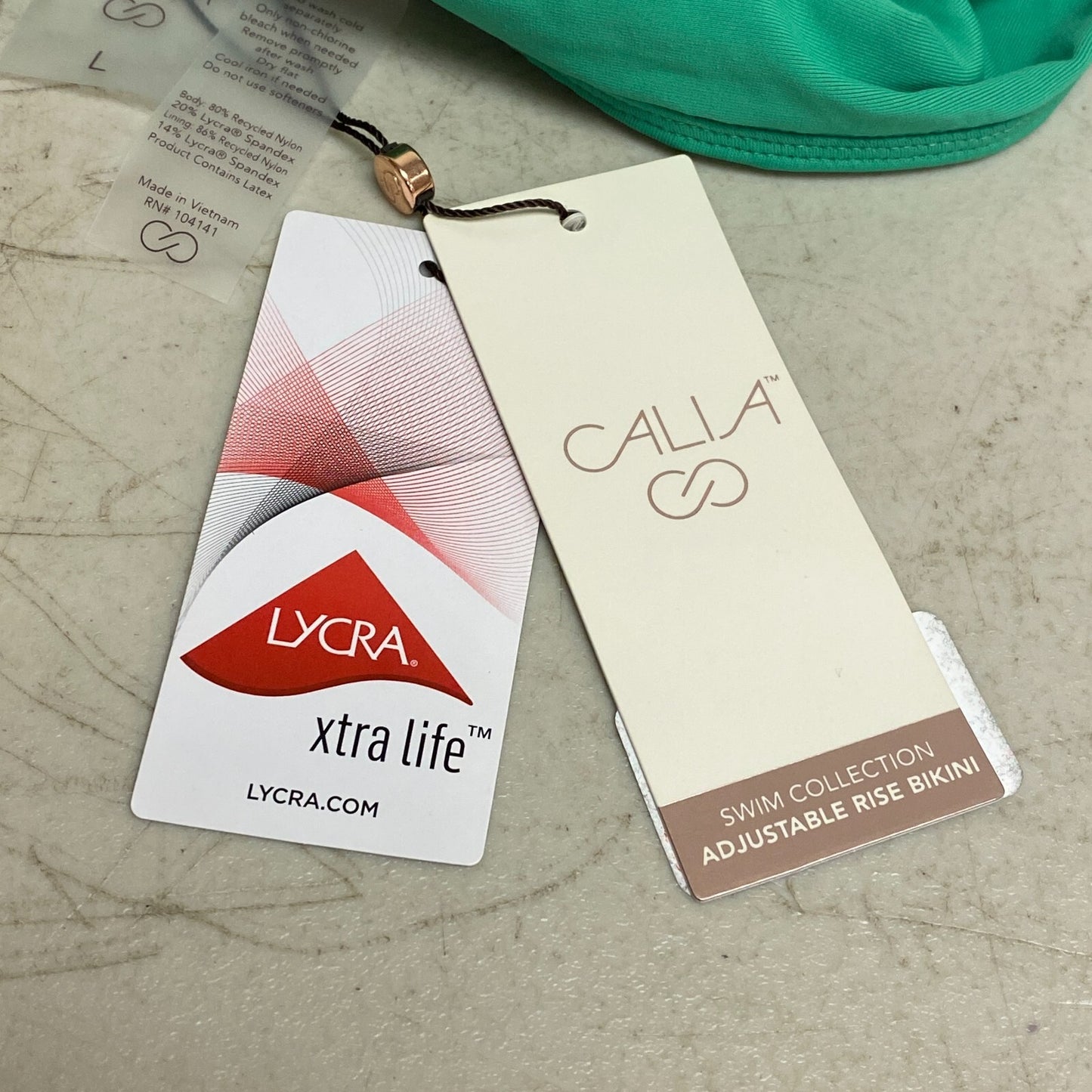 CALIA Women's Ruched Side High Raised Bottom Green Glow WSA23402