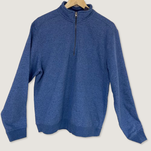 DSG Menâs Sport Fleece 1/4 Zip Pullover Empire Blue Heather DAM22402H Athletic